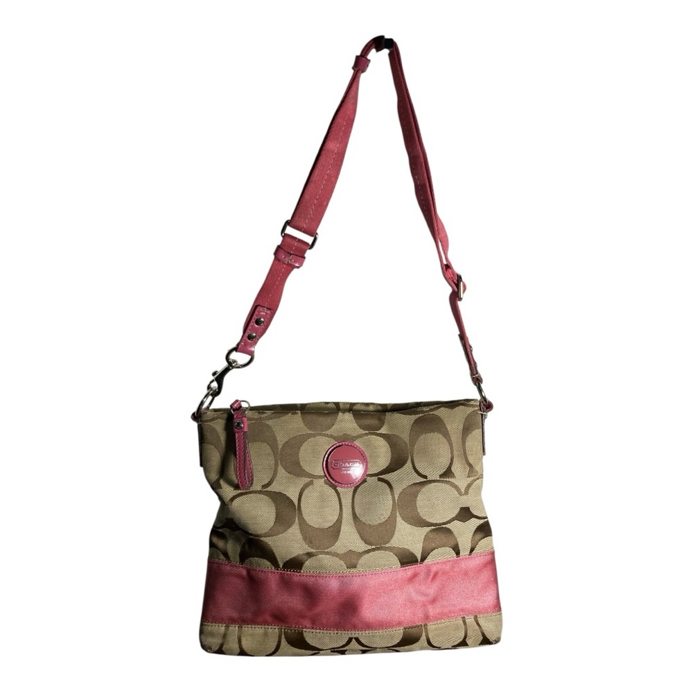 Coach Signature  Shoulder Bag - Pink and Tan
